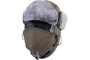 Connectyle Trapper Hat for Men Women Faux Fur Trooper Trapper Winter Hat with Ear Flaps Waterproof Ushanka Hunting Hats