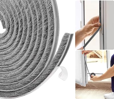 AFAXINRIE Draft Excluder for Doors 5m Self-Adhesive Grey 9mm Brush Seal