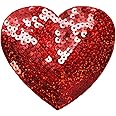 4 inch Red Sequin Heart - Valentine - Embroidered Iron on Patch
