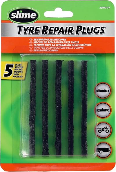 Slime 20252-51 Tyre Repair Plugs Refill Pack of 5 for Tubeless Off Road Tyres