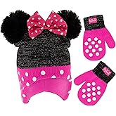 Disney Girls Toddler Winter Hat and Mittens Set Ages 2-4 Or Minnie Mouse Hat and Kids Gloves Set for Ages 4-7