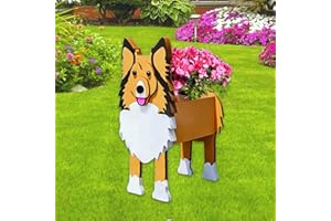 strolfay Sheltie Dog Planter Plant Pots,Cute Garden Dog Flower Planter,Dog Planters Birthday Gifts for Women,Office,Indoor/Outdoor Decor（9.45 * 8.66 * 13.39in）