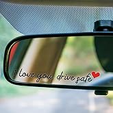 I Love You Drive Safe Mirror Stickers, 3 Pcs Cute Car Mirror Stickers, Drive Safe Car Decals for Women, Vinyl Decal Sticker Cars Decor, Funny Cars Accessories Valentines Day Gifts for Her, Him (Black)