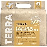 Terra Diapers Size 2: 85% Plant-Based Diapers, Ultra-Soft & Chemical-Free for Sensitive Skin, Superior Absorbency for Day or Nighttime Diapers, Designed for Babies 8-15 Pounds, 22 Count
