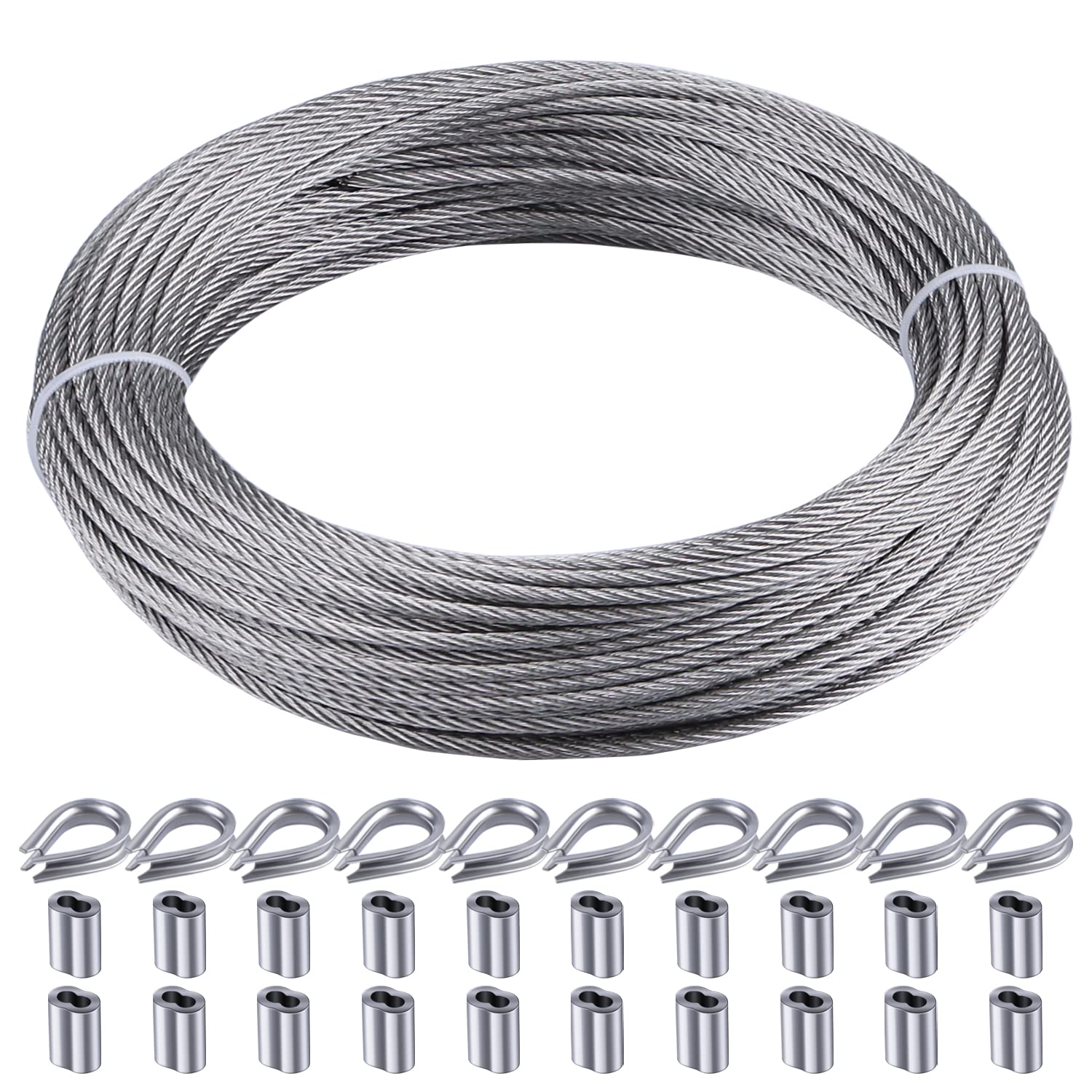 RECTOO 100FT 1/16" Wire Rope Kit, 7x7 Marine