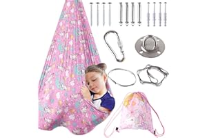 GROPECAN Therapy Sensory Swing for Kids, Indoor Outdoor Special Needs Cuddle Snuggle Swings, Room Ceiling Lycra Fabric Hammock, Gift for Children Child Girls Teens ADHD, Autism, Aspergers, Sensory Integration