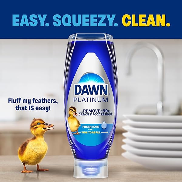 DAWN PLATINUM EZ-SQUEEZE DISH SOAP, DISHWASHING LIQUID, FRESH RAIN, 2X18OZ BUNDLE