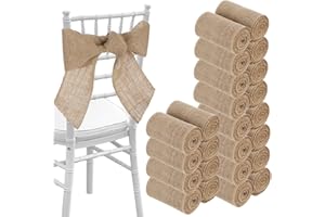 ZALIR 24 Pcs Burlap Ribbon Set, 3.9 in x 78.7 ft Natural Jute Bow Ribbon Ties, Burlap Chair Sashes for Crafts, Rustic Wedding