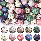 Ferreve 60 Pcs 15mm Silicone Beads Bulk Spring Ditsy Floral Print Round Focal Beads Rubber DIY Silicone Loose Bead for Bracelet Making Kit for Keychain Pens Necklace Bracelets Jewelry Making
