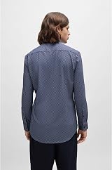 HUGO Kenno Men's Sharp Fit Cotton Dress Shirt Dark Blue 405 42 view 4