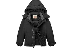 WULFUL Kid's Waterproof Ski Jacket Warm Fleece Hooded Boy's and Girl's Winter Snow Coat Outwear,Windproof RainCoat