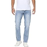 MZNBURAM Men's Stretch Regular Fit Straight-Leg Cotton Fashion Comfort Flex Waist Denim Pants Jeans