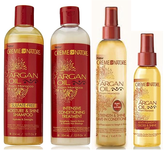 Crème Of Nature Argan Oil (SET OF 4) Sulphate Free Shampoo, 354ml Intensive Conditioner, 354ml