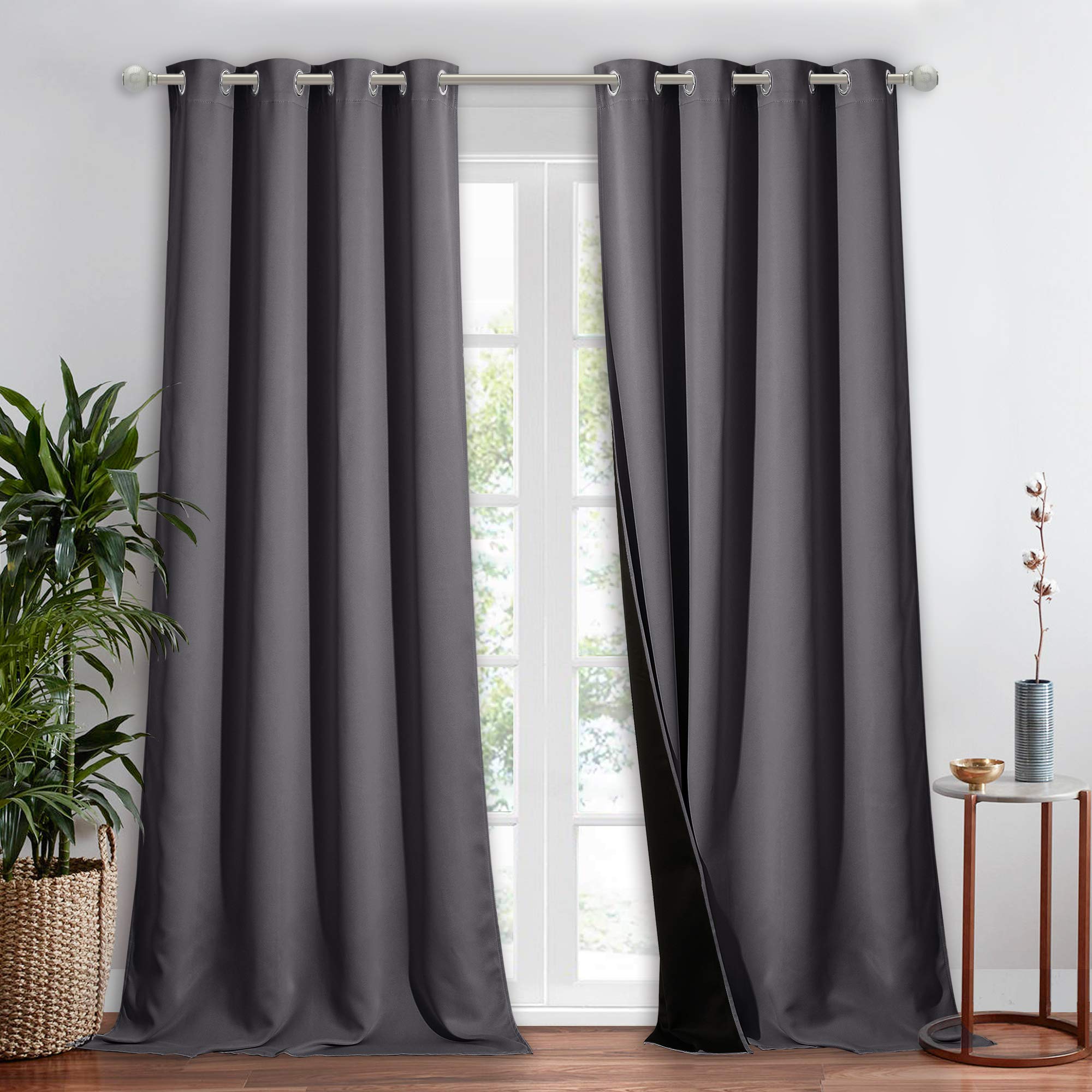 NICETOWN 100% Blackout Blind, Laundry Room Decor Window Treatment Curtain for Large Patio Sliding Door, Thermal Insulated Grey Curtain for Bedroom, 1 Panel, 52 inches x 108 inches Image NICETOWN 100% Blackout Blind, Laundry Room Decor Window Treatment Curtain for Large Patio Sliding Door, Thermal Insulated Grey Curtain for Bedroom, 1 Panel, 52 inches x 108 inches Image