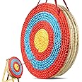 VEVOR Straw Archery Targets, 20" Round, 5 Layers, Deep Red, Traditional Solid, Coloured Rope, Archery Target Shooting Bow, Hand-Made Arrows Target