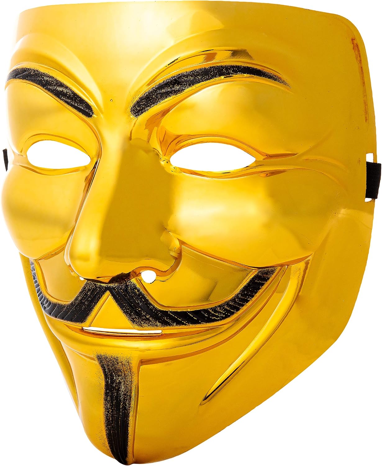 Ultra Gold 1 Adults Guy Fawkes Mask Hacker Anonymous Halloween Fancy Dress Adults Kids Childrens Costume Play Anon Mask Fancy Dress Adults Kids Face Mask Costume Party Props Hacker Mask Accessory - Image 3
