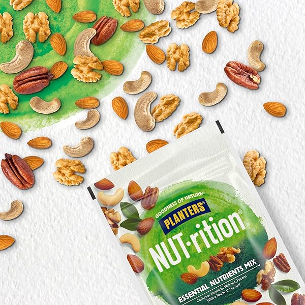 PLANTERS NUT-RITION HEART HEALTHY MIX WITH WALNUTS, 7.5 OZ BOX (CONTAINS 7 INDIVIDUAL POUCHES) – ON-THE-GO/ WORK/SCHOOL SNACK AND ACTIVE LIFESTYLE SNACK – GREAT CAMPING SNACKS – KOSHER