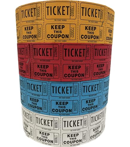 Raffle Tickets Double Roll Raffle Tickets - 4 Rolls Of 2000 Double Tickets. Total 8,000 50/50 50/50 Raffle Tickets Double Roll