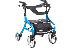 Drive Medical Nitro Sprint Foldable Rollator Walker with Seat - Lightweight Support - Large Wheels - Compact Folding Design -