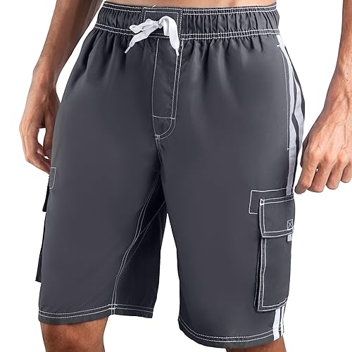 Kanu Surf Men's Standard Barracuda Swim Trunks (Regular & Extended Sizes), Charcoal, X-Large