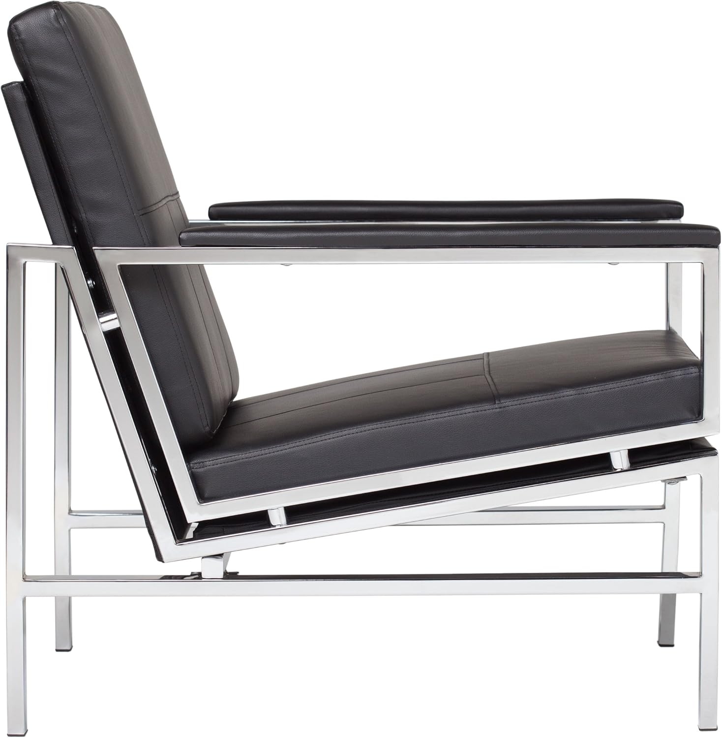 Studio Designs Home, Black, Modern Atlas Accent Chair for Living Room Bedroom, Bonded Leather,: Furniture & Decor