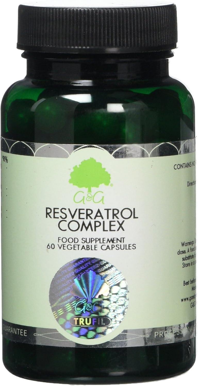 Resveratrol Complex - Resveratrol, Quercetin, Co-Q10 and Green Tea Extract - 60 Vegan Capsules - Non-GMO, Made in The UK - G&G Vitamins