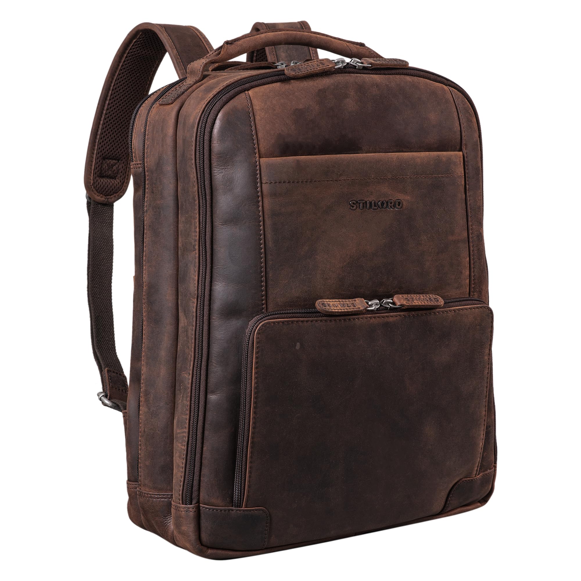 STILORD XL Herren-Businessrucksack aus Leder braun - 15-17 Zoll großer Arbeitsrucksack - Männer Laptop-Rucksack - Vintage Office-Bag aus Echtleder 'Harlow'