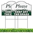 Please Keep Off Grass Sign, 2Pack-12" x9" Stay Off Grass Signs with Metal H-Stakes,Double Sided UV Protected,Weatherproof,Fad
