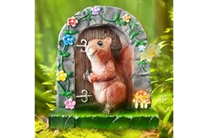 Exasinine Fairy Door | Fairy Garden Accessories | Miniature Fairy Garden Kit Fairy Garden Decor for Outdoor Tree Stump Wall (Squirrel)