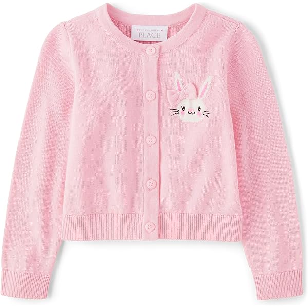 thumbnail image 2 of Toddler Girls Heart Knit Cardigan Sweater - Cute Button Down Long Sleeve Knitted Outerwear 2 of 11