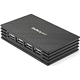 StarTech.com 4 Port Compact Black USB 2.0 Hub - Bus-powered or with Included Power Adapter - Portable Mac/PC laptop hub (ST42