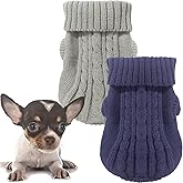 2 Pack Dog Sweaters for Small Dogs, Chihuahua Yorkie Sweater, Dog Clothes Winter Warm Pullover Sweaters, Pet Cat Clothing Cold Weather Puppy Clothes Outfits (XX-Small)
