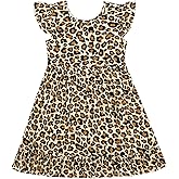 DREAMHALO Toddler Girls Dresses Viscose from Bamboo Ruffled Sleeve Dress Kids Cute Summer Ruffle Casual Dress 2-5T