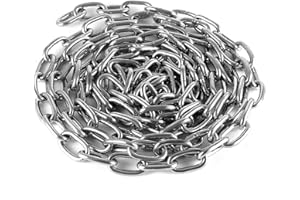ZOENHOU 13 Feet 1/4 Inch 304 Stainless Steel Proof Coil Chain, Heavy Duty Hardened Straight Link Chain, Zinc Plated Chain for