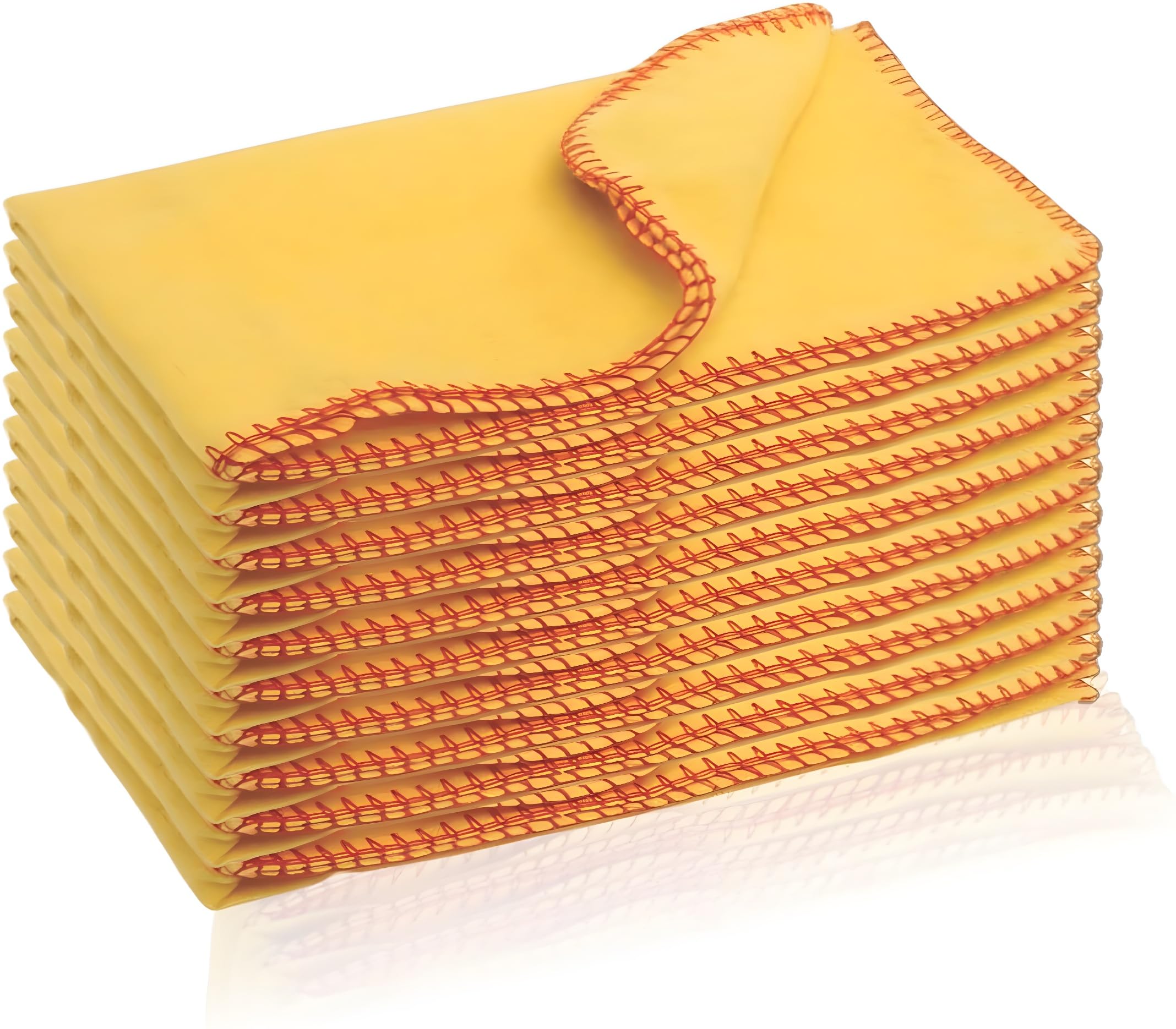Yellow Dusters 10PC Cleaning Cloth Car bike Polishing Dry Dusting Cloths For Window TV Kids Table Glass Kitchen PC Soft Cloth For Oiling Wood Cotton Wipe Clean Reusable Washable (10, 30cm X 33cm)