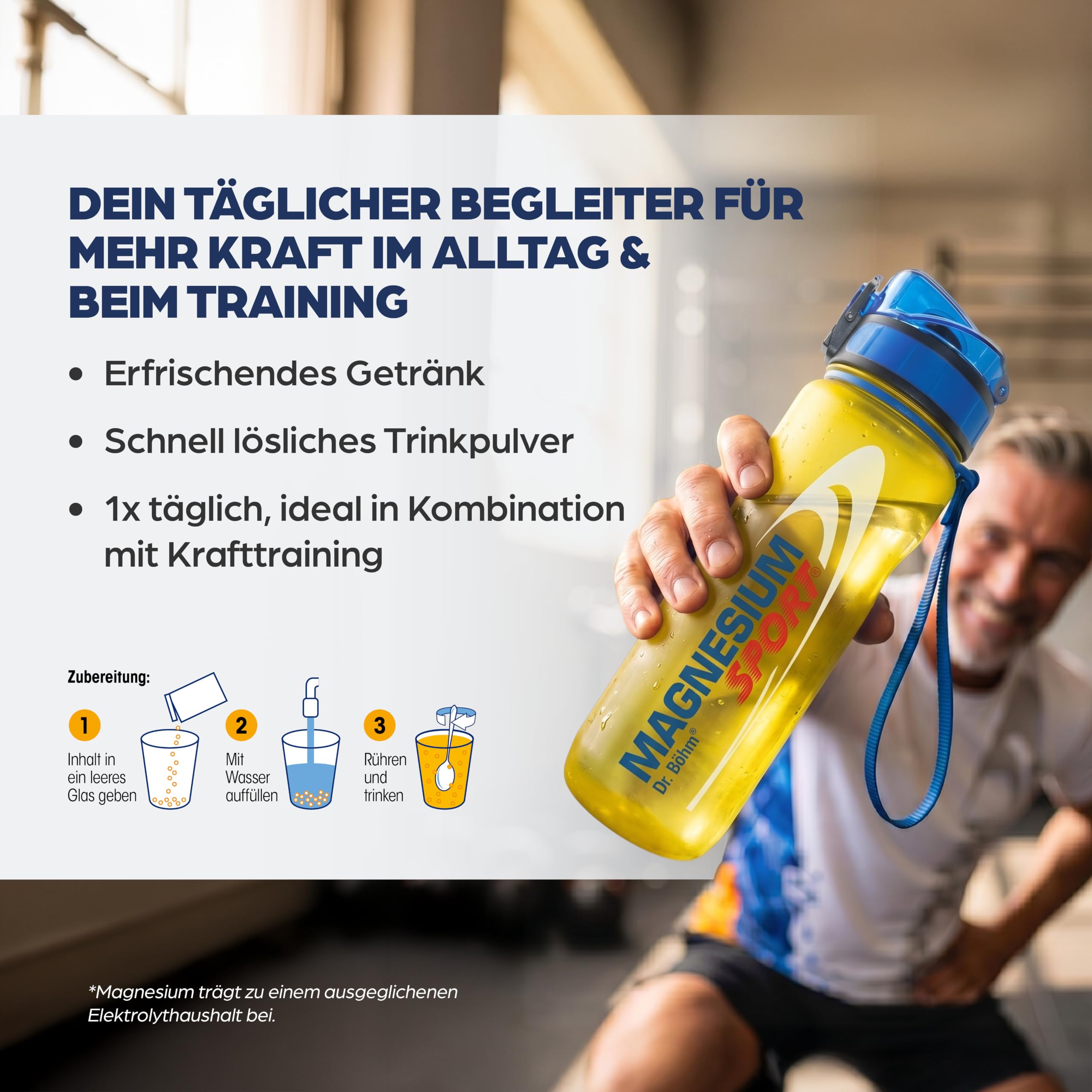 Dr. Böhm Magnesium Sport + Kreatin Trinkpulver – 3 g Kreatin Monohydrat (Creavitalis®) + Magnesium, Kalium & Vitamin C – Unterstützung von Muskelkraft & Muskelfunktion – 30 Sachets, vegan 5
