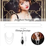 Pecehom 1920s Flapper Gatsby Accessories Set Women Headband Gloves Necklace view 4