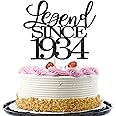 Migeaks legend since 1934 cake topper 91th birthday happy birthday cake topper men and women cheer 91 years old handmade black glitter cake decoration