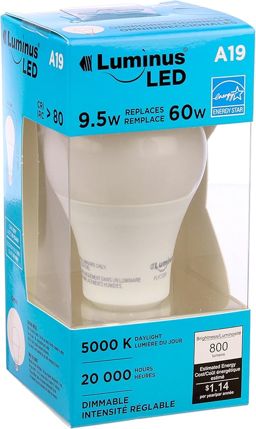 Luminus PLYC12558.5W (60W) 800 Lumens 5000K Dimmable Led Light Bulb6