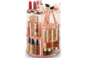Rotating Makeup Organizer - Adjustable Shelf Height and Fully Rotatable, The Perfect Round Spinning Cosmetic Organizer for Be