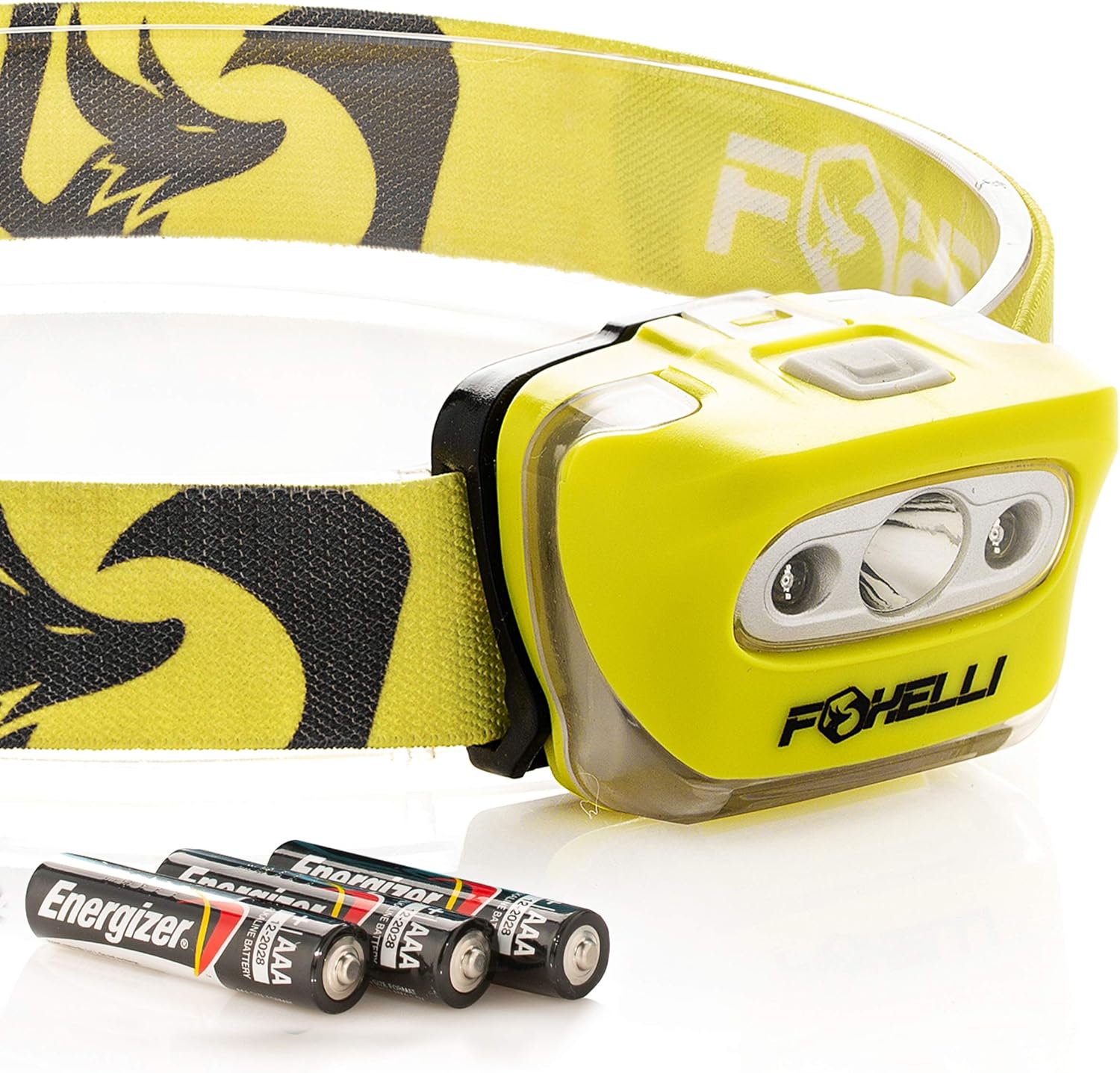 Foxelli Headlamp Flashlight - 165 Lumen, 3 x AAA Batteries Operated, Bright White Cree Led + Red Light, Perfect for Runners, Lightweight, Waterproof, Adjustable Headband, 3 AAA Batteries Included: Sports & Outdoors