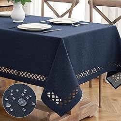 MIULEE Navy Blue Polyester Linen Rectangle