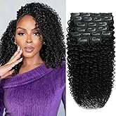 3C 4A Curly Clip In Hair Extensions Real Human Hair 18 Inch 110g 8pcs Kinky Curly Clip Ins Full Head for Black Women 100% Brazilian Remy Human Hair Extensions Natural Color with 20 Clips