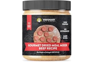 Visionary Pet Foods Gourmet Freeze Dried - Meal Mixer, Dry Food Topper, High in Protein, Low Carb and Grain Free, Healthy Snack for Dogs, Beef Flavor 6oz. Jar