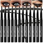 MooGlamor 12 Pack Black Gel Eyeliner Pencil Waterproof Retractable Eyeliner | Smooth Glide Rich Pigment With Smudge Proof Wear For Bold and Defined Winged Eye Liners Beginners Daily Makeup Travel Uses