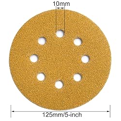 Aiyard 5-Inch 8-Hole Hook and Loop Sanding Discs