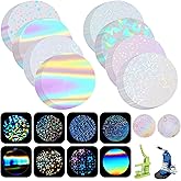 200 Pcs Badge Protective Film 35mm (1.38 in), 8 Styles of Holographic | Glitter Protective Film for 1 Inch 25mm Button Maker Machine, 25mm Button Making Supplies Crafts
