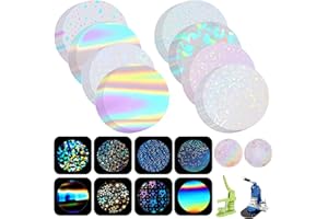 HUMYOUN 200 Pcs Badge Protective Film 70mm (2.76 in), 8 Styles of Holographic Glitter, Badge Film for 2.25 Inch 58mm Button Maker Machine, 58mm Button Making Supplies