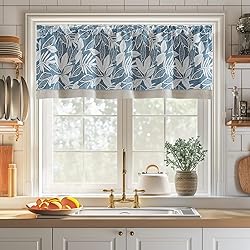 jinchan Linen Valance Kitchen Curtain for Windows