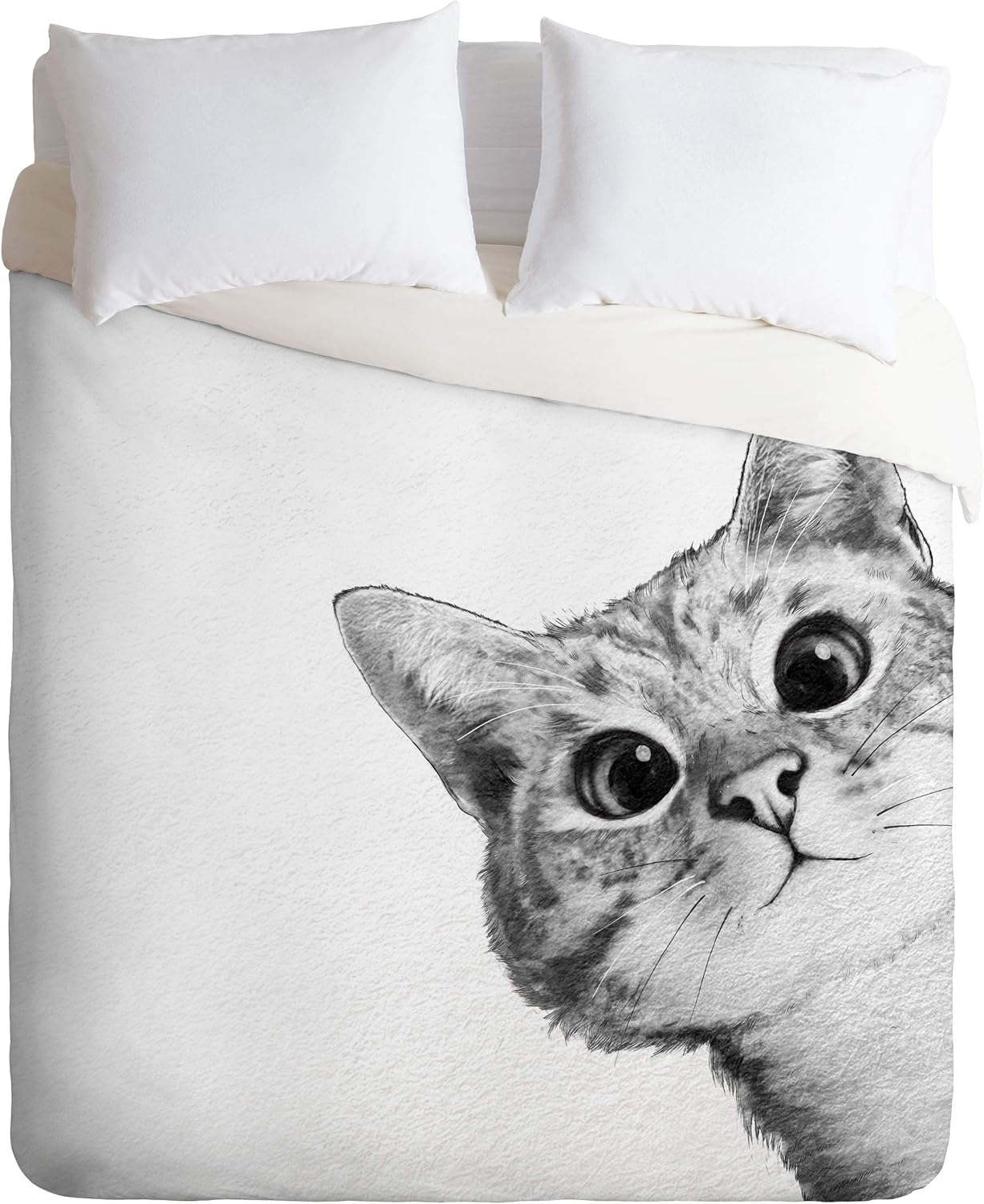 Amazon Com Society6 Laura Graves Sneaky Cat Comforter Set With Pillowcase S Twin Gray Home Kitchen